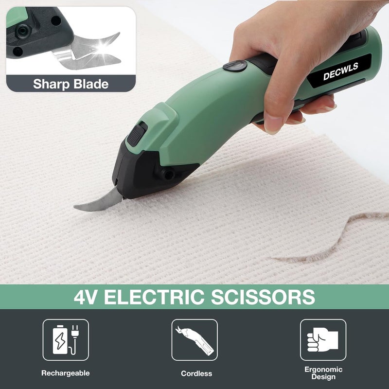 Decwls Cordless Electric Scissors for Fabric, 4V Rechargeable Cardboard Scissors with 3 Replaceable Sharp Blades, Electric Shears for Cutting Fabric, Cardboard, Carpet, Leather, Felt - Image 5
